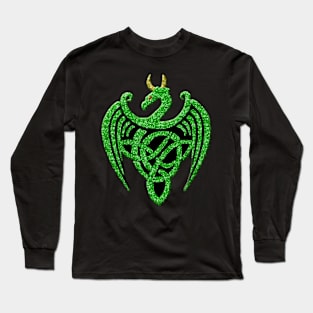 Faux Green Glitter Celtic Dragon Long Sleeve T-Shirt